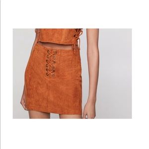Faux Suede Lace Up Skirt, Size 2